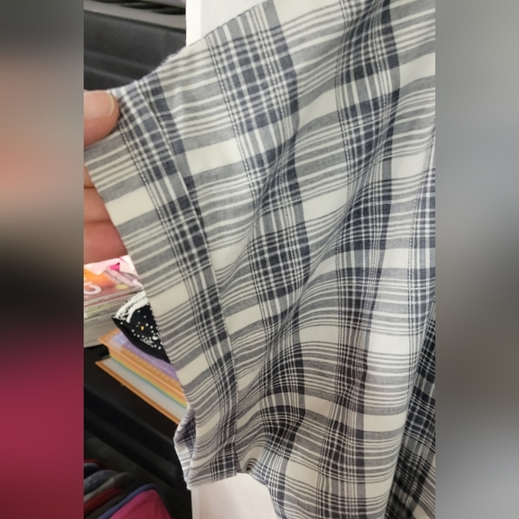 Ridgecrest Toughwear Short Sleeve 2 Pocket Cream Blue Plaid Button Up 2X - Picture 5 of 7